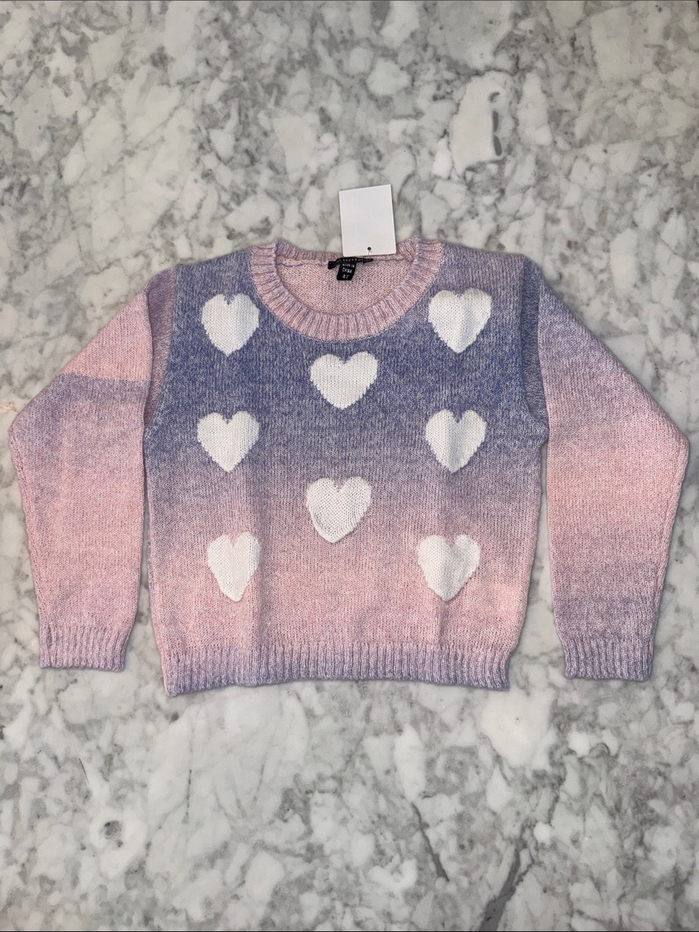 NWT Zunie Girls Gradient Pink-Purple Heart Knit Sweater 4T